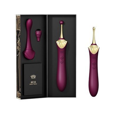Вагінально-кліторальний вібратор Zalo &mdash; Bess Velvet Purple, мультифункціональний із насадками &mdash; купити в інтим-бутику EroticToys