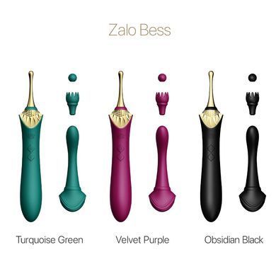 Вагінально-кліторальний вібратор Zalo &mdash; Bess Velvet Purple, мультифункціональний із насадками &mdash; купити в інтим-бутику EroticToys