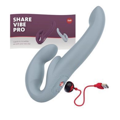 Безремінний страпон з вібрацією Fun Factory SHARE VIBE PRO cool grey (м'яте паковання!!!) &mdash; купити в інтим-бутику EroticToys