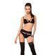 Комплект білизни Passion Exclusive TONYA SET L/XL, black, трусики, ліф, пояс для панчох в інтим-бутику EroticToys