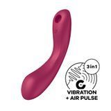 Замовити анонімно: Вакуумний стимулятор з вібрацією Satisfyer Curvy Trinity 1 Red, іграшка 3в1