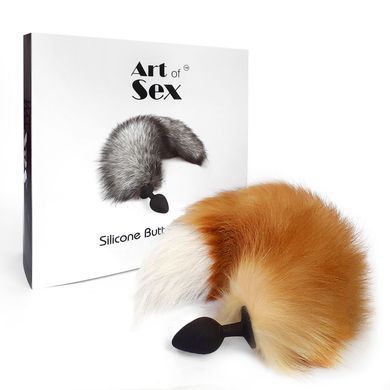 Силіконова анальна пробка з хвостом із натурального хутра Art of Sex size M Red fox &mdash; купити в інтим-бутику EroticToys