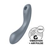 Замовити анонімно: Вакуумний стимулятор з вібрацією Satisfyer Curvy Trinity 1 Bluegrey, іграшка 3в1