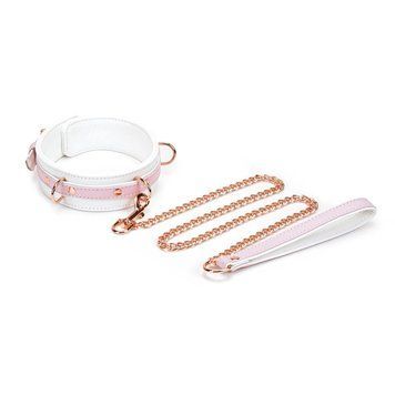 Нашийник з повідцем Liebe Seele White & Pink Fairy Goat Leather Collar &mdash; купити в інтим-бутику EroticToys