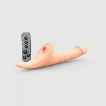 Вібронасадка для страпону з вакуумною стимуляцією Strap-On-Me Multi Orgasm Realistic Dildo L Vanilla &mdash; купити в інтим-бутику EroticToys