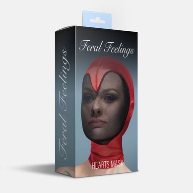 Маска серце сітка із повністю закритим обличчям Feral Feelings - Hearts Mask Red/Black &mdash; купити в інтим-бутику EroticToys