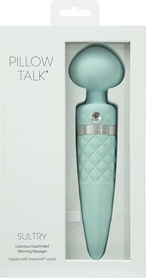 Вібромасажер 2в1 PILLOW TALK - Sultry Teal, класичний масажер і вібратор з ротацією, підігрів &mdash; купити в інтим-бутику EroticToys