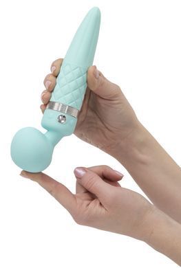 Вібромасажер 2в1 PILLOW TALK - Sultry Teal, класичний масажер і вібратор з ротацією, підігрів &mdash; купити в інтим-бутику EroticToys