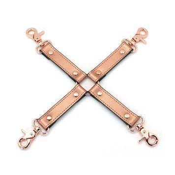 Хрестовина для фіксації Liebe Seele Rose Gold Memory Hog Tie, натуральна шкіра, рожеве золото &mdash; купити в інтим-бутику EroticToys