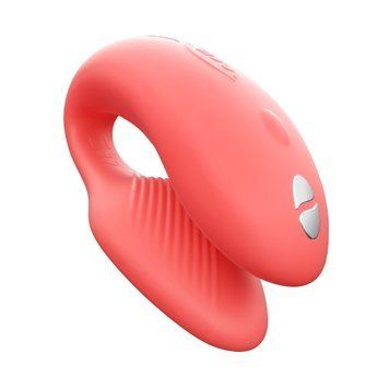 Смарт-вібратор для пар We-Vibe Chorus Crave Coral, сенсорне керування вібраціями стисненням пульта &mdash; купити в інтим-бутику EroticToys