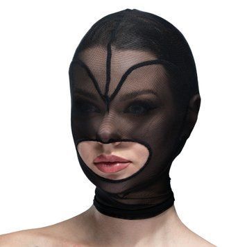 Маска серце сітка з відкритим ротом Feral Feelings - Hearts Mask Black/Black &mdash; купити в інтим-бутику EroticToys