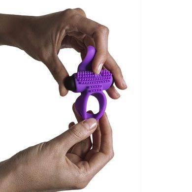 Ерекційне віброкільце Adrien Lastic Bullet Lastic Ring з язичком і щіточкою для стимуляції клітора &mdash; купити в інтим-бутику EroticToys