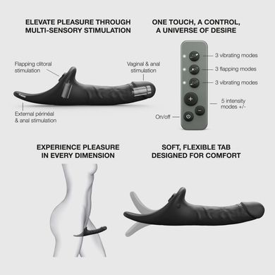 Вібронасадка для страпону з вакуумною стимуляцією Strap-On-Me Multi Orgasm Realistic Dildo L Black &mdash; купити в інтим-бутику EroticToys