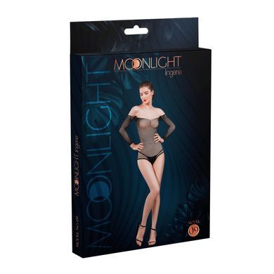 Сітчасте боді зі стразами Moonlight Model 09 XS-L Black, відкриті плечі &mdash; купити в інтим-бутику EroticToys