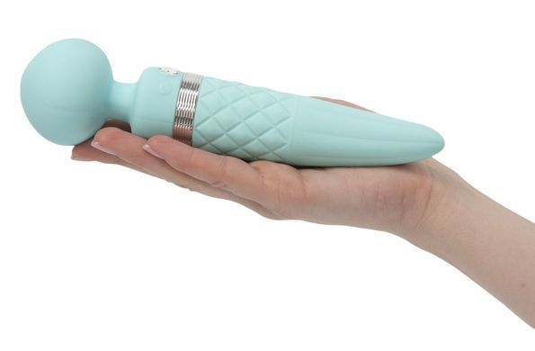 Вібромасажер 2в1 PILLOW TALK - Sultry Teal, класичний масажер і вібратор з ротацією, підігрів &mdash; купити в інтим-бутику EroticToys