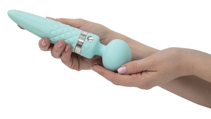 Вібромасажер 2в1 PILLOW TALK - Sultry Teal, класичний масажер і вібратор з ротацією, підігрів &mdash; купити в інтим-бутику EroticToys