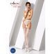 Сітчасті панчохи-стокінги Passion S016 One Size, White, імітація ажурного пояса з гартерами в інтим-бутику EroticToys