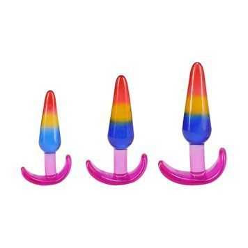 Набір анальних пробок Doc Johnson Crystal Jellies - Anal Trainer Set - Rainbow &mdash; купити в інтим-бутику EroticToys