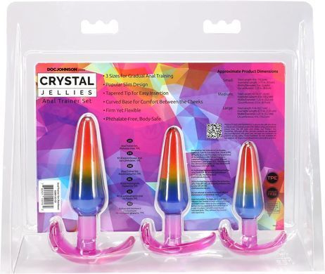 Набір анальних пробок Doc Johnson Crystal Jellies - Anal Trainer Set - Rainbow &mdash; купити в інтим-бутику EroticToys
