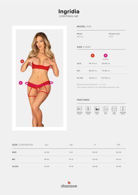 Замовити анонімно: Комплект Obsessive Ingridia 2-pcs crotchless set XL/2XL, червоний, з доступом, відкриті груди Комплект Obsessive Ingridia 2-pcs crotchless set XL/2XL, червоний, з доступом, відкриті груди — купити в інтим-бутику EroticToys