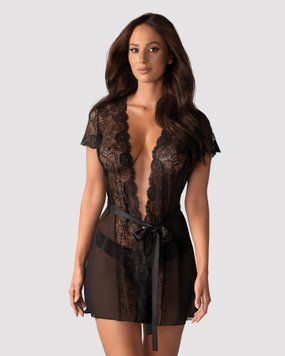 Пеньюар Obsessive Alluria peignoir & thong L/XL &mdash; купити в інтим-бутику EroticToys
