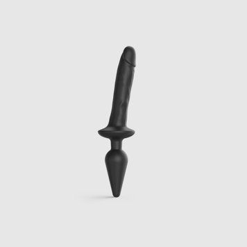Анальна пробка з дилдо 2в1 Strap-On-Me SWITCH PLUG-IN REALISTIC DILDO Black L, діаметр 4,5/3,4 см &mdash; купити в інтим-бутику EroticToys