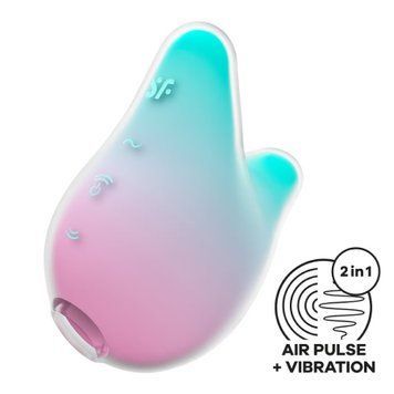 Вакуумний кліторальний стимулятор з вібрацією Satisfyer Mermaid Vibes Mint/Pink, 2 мотори &mdash; купити в інтим-бутику EroticToys