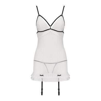 Сорочка прозора з пажами Passion ORIHIME CHEMISE S/M, white, трусики, стрепи &mdash; купити в інтим-бутику EroticToys