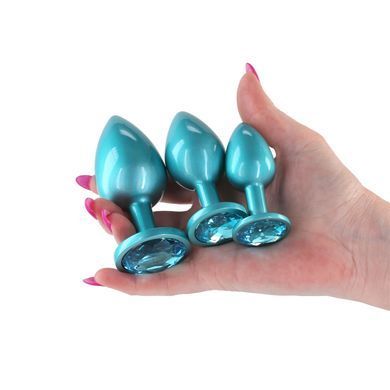 Набір анальних пробок NS Novelties Rear Assets - Trainer Kit - Iridescent Teal - Teal Gem &mdash; купити в інтим-бутику EroticToys