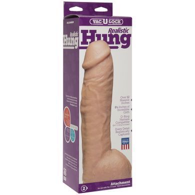 Фалоімітатор Doc Johnson Realistic Hung - Vanilla, Vac-U-Lock, діаметр 7 см &mdash; купити в інтим-бутику EroticToys