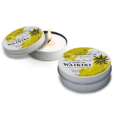 Замовити анонімно: Масажна свічка Petits Joujoux - Waikiki Beach - Coconut and Pineapple (43 мл) з афродизіаками Масажна свічка Petits Joujoux - Waikiki Beach - Coconut and Pineapple (43 мл) з афродизіаками — купити в інтим-бутику EroticToys