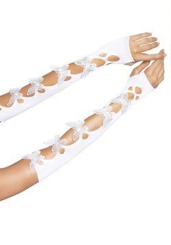 Мітенки Leg Avenue Butterfly applique arm warmers White, метелики &mdash; купити в інтим-бутику EroticToys