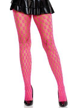 Колготки Leg Avenue Eyelet Net Tights Neon Pink One Size &mdash; купити в інтим-бутику EroticToys