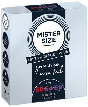 Набір презервативів Mister Size - pure feel - 60&ndash;64&ndash;69 (3 condoms), 3 розміри, товщина 0,05 мм &mdash; купити в інтим-бутику EroticToys