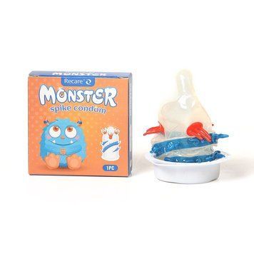 Насадка на член Recare Blue Monster Spike Condom (презерватив з вусиками та спіраллю шипів) &mdash; купити в інтим-бутику EroticToys