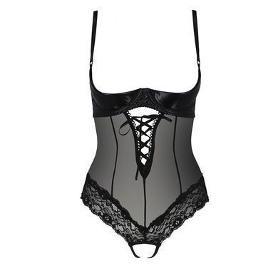 Боді з відкритими грудьми Passion Exclusive NORTH BODY L/XL, black &mdash; купити в інтим-бутику EroticToys