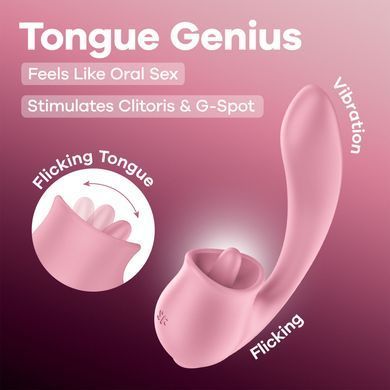 Вагінально-кліторальний вібратор Satisfyer Tongue Genius з язичком &mdash; купити в інтим-бутику EroticToys