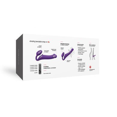Безремінний страпон з вібрацією Strap-On-Me Vibrating Violet XL, діам. 4,7см, пульт ДК, регульований &mdash; купити в інтим-бутику EroticToys