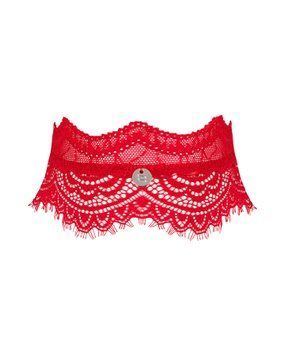Широкий мереживний чокер Obsessive Bergamore choker, red &mdash; купити в інтим-бутику EroticToys