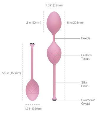 Розкішні вагінальні кульки PILLOW TALK - Frisky Pink з кристалом, діаметр 3,2 см, вага 49-75гр &mdash; купити в інтим-бутику EroticToys