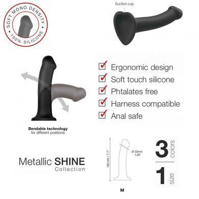 Насадка для страпону Strap-On-Me Mono Density Dildo M Blue, діам. 3,3 см, одношаровий силікон, гнучк &mdash; купити в інтим-бутику EroticToys