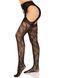 Стрип-колготки Leg Avenue Eyelet lace suspender hose, One Size, чорні, ажурні, з відкритим доступом в інтим-бутику EroticToys
