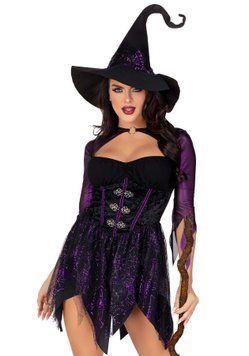 Костюм відьми Leg Avenue Mystical Witch L, сукня, капелюх &mdash; купити в інтим-бутику EroticToys