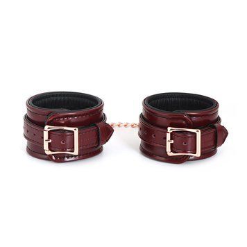 Шкіряні поножі Liebe Seele Wine Red Ankle Cuffs, знімний ланцюжок-кріплення &mdash; купити в інтим-бутику EroticToys