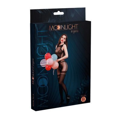 Бодістокінг з доступом Moonlight Model 14 XS-L Black, малюнок боді та панчіх на підв&rsquo;язках &mdash; купити в інтим-бутику EroticToys