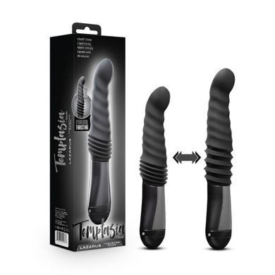Пульсатор Blush Temptasia &ndash; Lazarus Thrusting Dildo &ndash; Black, ребристий стовбур, 3 швидкості &mdash; купити в інтим-бутику EroticToys