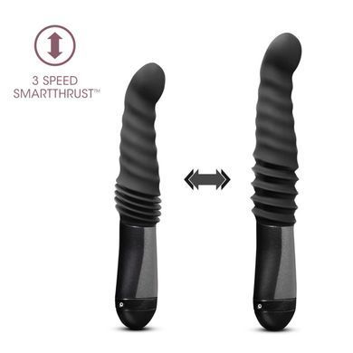 Пульсатор Blush Temptasia &ndash; Lazarus Thrusting Dildo &ndash; Black, ребристий стовбур, 3 швидкості &mdash; купити в інтим-бутику EroticToys