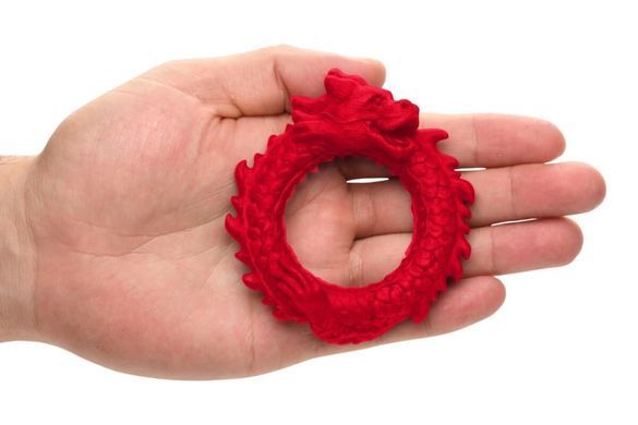Ерекційне кільце &ndash; дракон Creature Cocks Rise of the Dragon Silicone Penis Ring &ndash; Red, діаметр 4 см &mdash; купити в інтим-бутику EroticToys