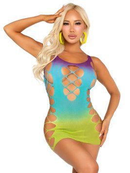 Сукня Leg Avenue Seamless Ombre Faux Lace Up Mini Dress One Size Ocean &mdash; купити в інтим-бутику EroticToys