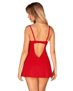 Пеньюар Obsessive Ingridia chemise & thong XS/S, червоний, сорочка, стрінги &mdash; купити в інтим-бутику EroticToys